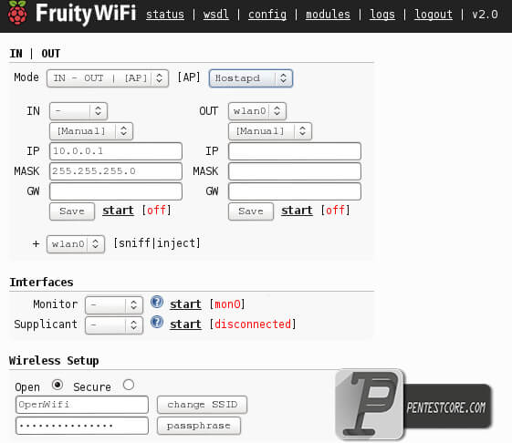 برسی شبکه بیسیم با ابزار FruityWiFi