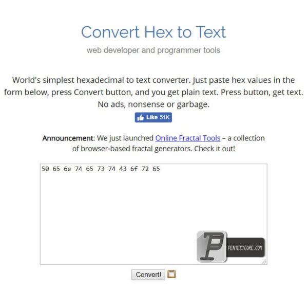 تبدیل hex به text و بالعکس با استفاده از سایت های انلاین - پن تست کور
